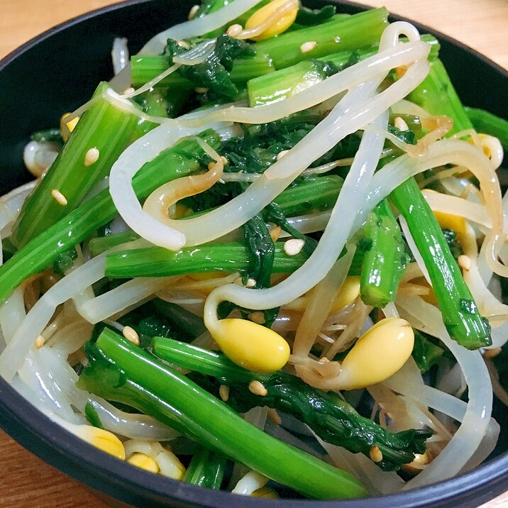 シンプルおかず☆春菊と豆もやしのナムル